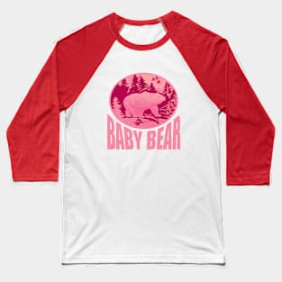 Pink Woodland Baby Bear Camping Cub Baseball T-Shirt